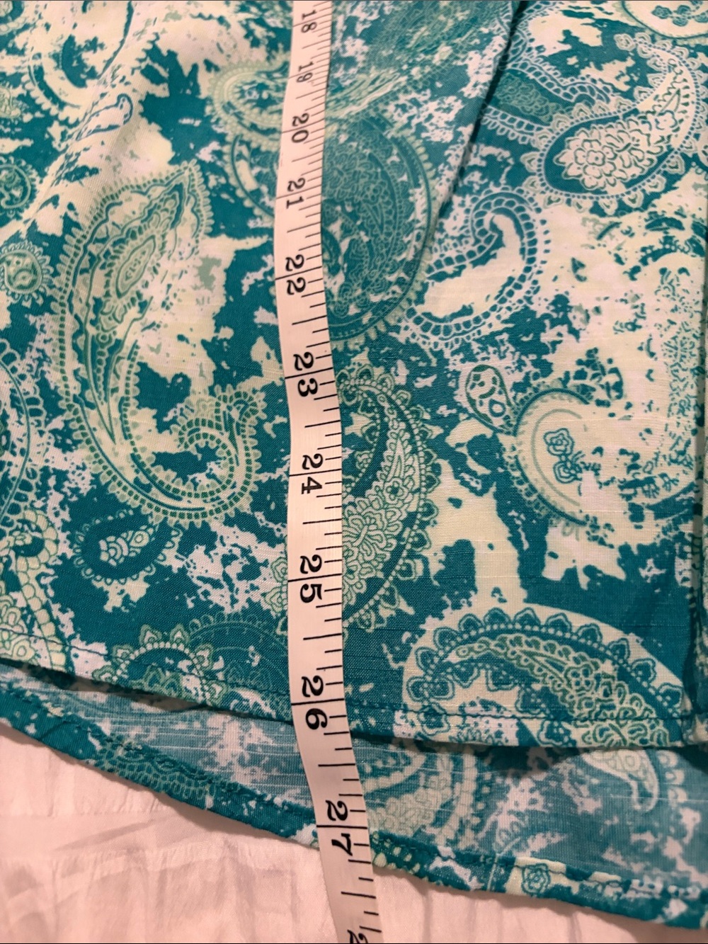 Paisley V-Neck Roll-Sleeve Tunic in Teal - Picture 7 of 10